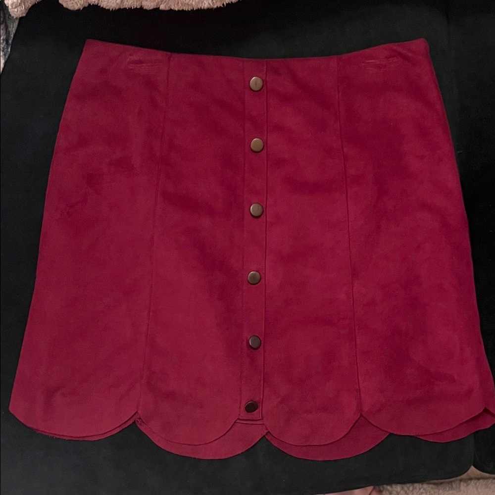 Lauren Conrad Elegant Red Button-Up Skirt